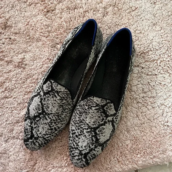 Rothy's Black and White Python Loafers - Picture 2 of 8